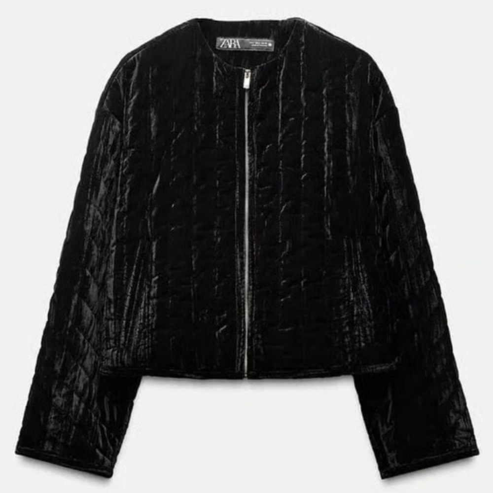 NWOT ZARA Black Velvet Women's Jacket Sz S - Picture 3 of 5